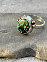 Load image into Gallery viewer, Hubei Turquoise Ring with Bronze Bitlets
