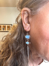 Load image into Gallery viewer, Lavender, Golden Hill Turquoise Earrings with Fused Silver
