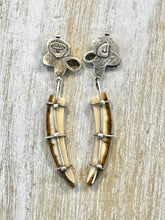 Load image into Gallery viewer, Turquoise with Pronged Ancient Mammoth Bone Earrings
