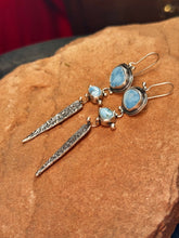 Load image into Gallery viewer, Lavender, Golden Hill Turquoise Earrings with Fused Silver
