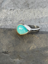 Load image into Gallery viewer, Amazonite Teardrop Ring with Arrow Band
