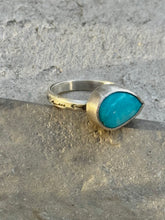 Load image into Gallery viewer, Amazonite Teardrop Ring with Arrow Band
