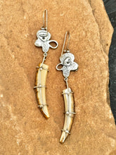 Load image into Gallery viewer, Turquoise with Pronged Ancient Mammoth Bone Earrings
