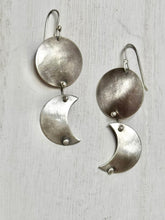 Load image into Gallery viewer, Matte Sterling Silver Crescent and Full Moon Earrings
