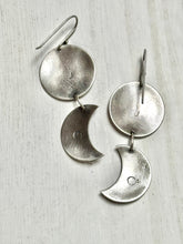 Load image into Gallery viewer, Matte Sterling Silver Crescent and Full Moon Earrings
