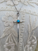 Load image into Gallery viewer, CLEARANCE Blue Turquoise Cross Necklace
