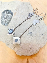 Load image into Gallery viewer, CLEARANCE Crescent Moon and Kyanite Starburst Earrings
